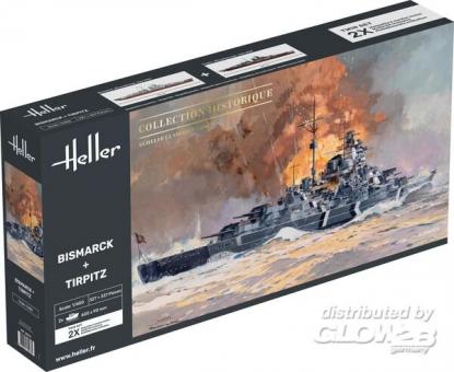 Heller 85078 Bismarck + Tirpitz TWINSET Bausatz Schiff Modell 1:400 in OVP 