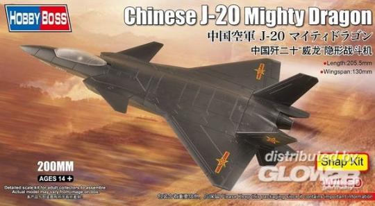 Hobby Boss 81902 Chinese J-20 Mighty Dragon Snap Kit Flugzeug Modell Bausatz in OVP 