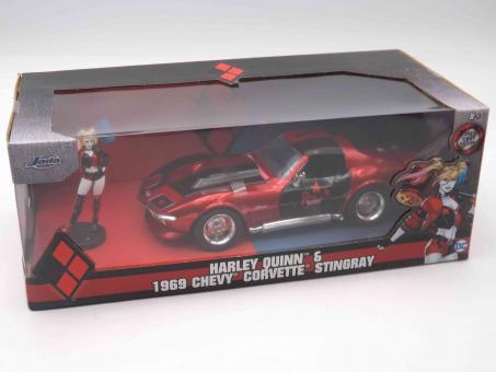 Jada Toys 253255019 - Harley Quinn & 1969 Chevy Corvette Stingray 1:24 