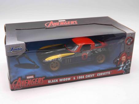 Jada Toys 253225014 - Marvel Avengers Black Widow & 1966 Chevy Corvette 1:24 