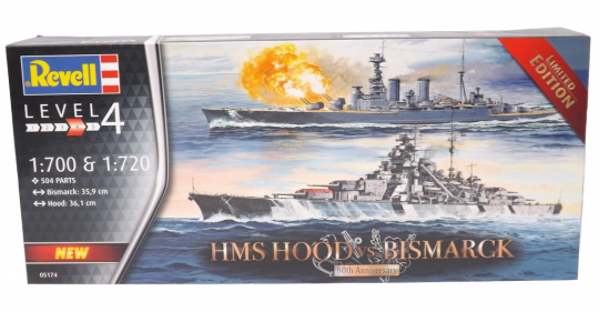 Revell 05174 HMS Hood vs. Bismarck 80th Modell Bausatz 1:700 / 1:720 in OVP 