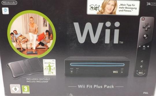 Nintendo Wii Konsole (RVL 101) Schwarz Wii Fit Plus Pack in OVP 