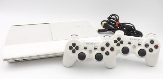 Sony PlayStation 3 Super Slim Konsole 500 GB Weiß, PS3 + 2 Original Controller 